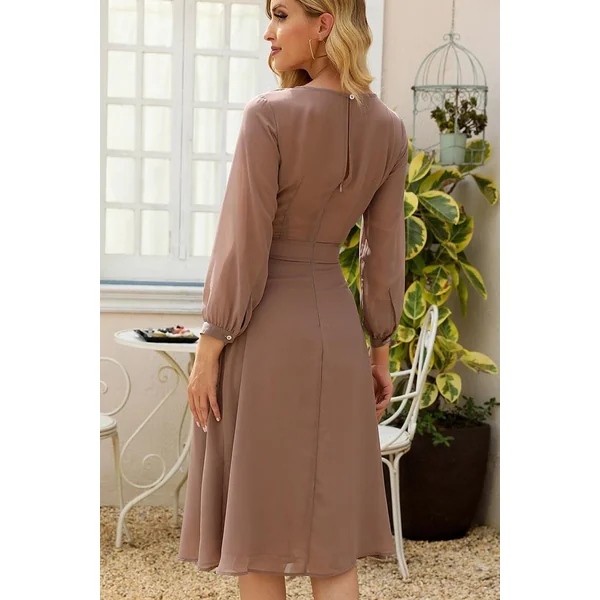 Robe Mi-Longue Bohème Marron – Madeleine