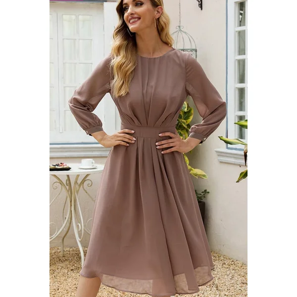 Robe Mi-Longue Bohème Marron – Madeleine