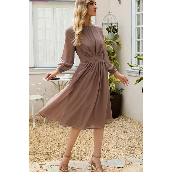 Robe Mi-Longue Bohème Marron – Madeleine