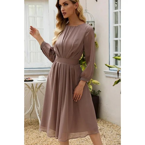 Robe Mi-Longue Bohème Marron – Madeleine