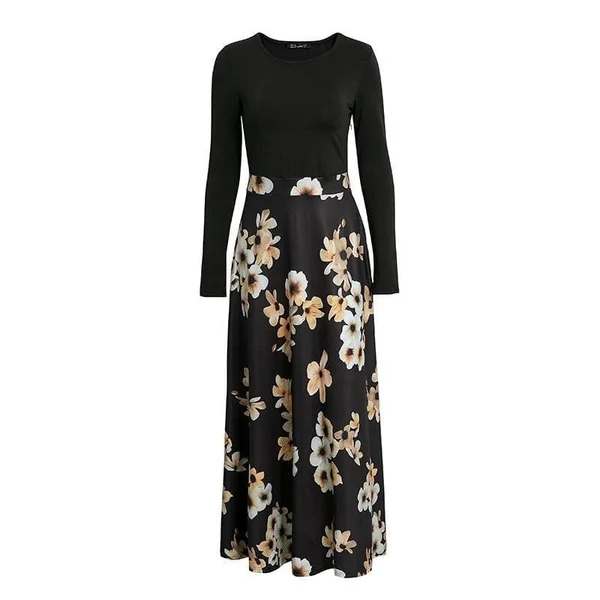 Robe Noire Bohème À Fleurs