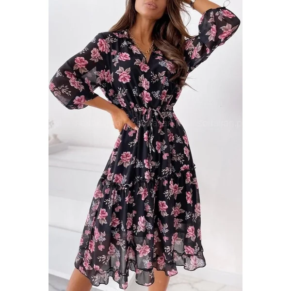 Robe Noire À Fleurs Roses