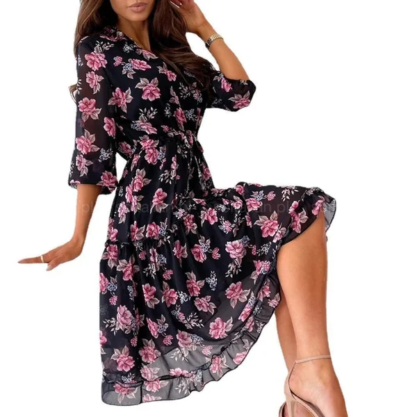 Robe Noire À Fleurs Roses