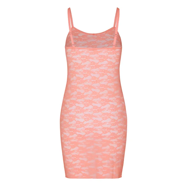 Robe nuisette en dentelle intégrale - Rose