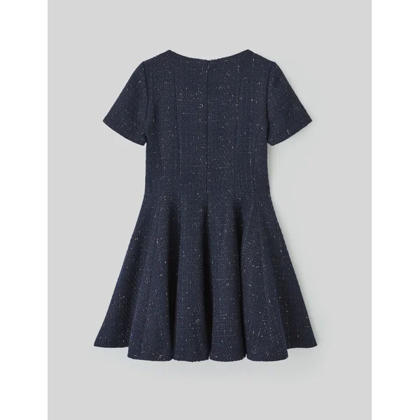 Robe patineuse en tweed Bleu foncé