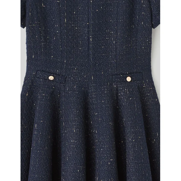 Robe patineuse en tweed Bleu foncé