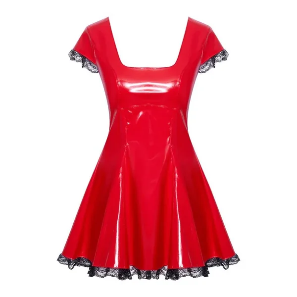 Robe patineuse vinyle rouge