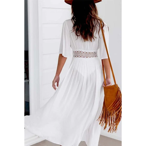 Robe Plage Blanche Bohème – Rosa