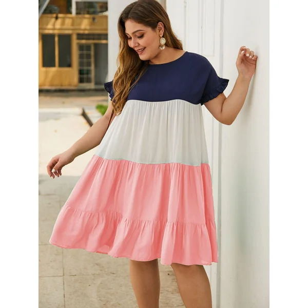 Robe Plissé Trois Couleurs