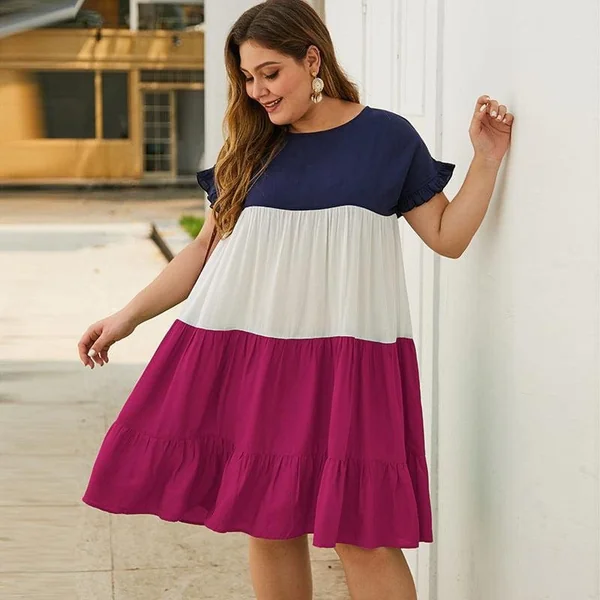 Robe Plissé Trois Couleurs