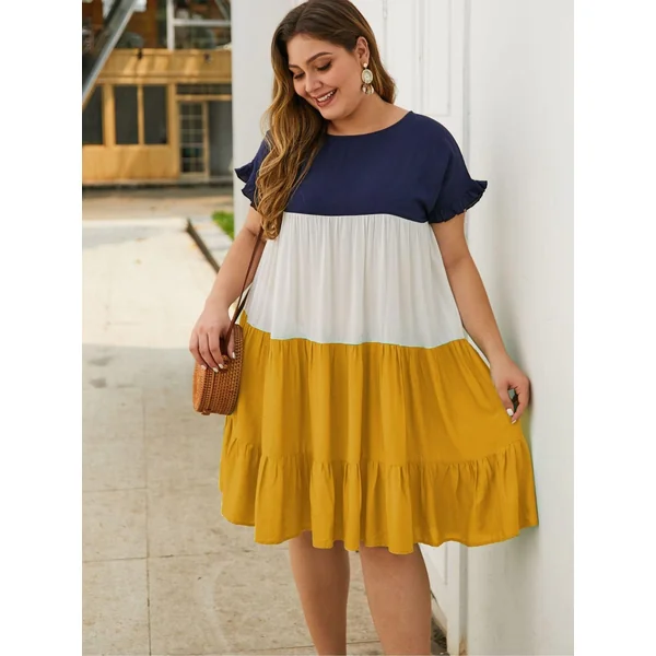 Robe Plissé Trois Couleurs