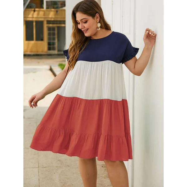 Robe Plissé Trois Couleurs
