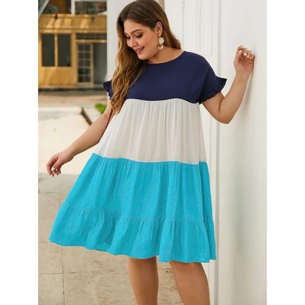 Robe Plissé Trois Couleurs