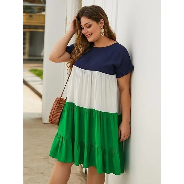 Robe Plissé Trois Couleurs