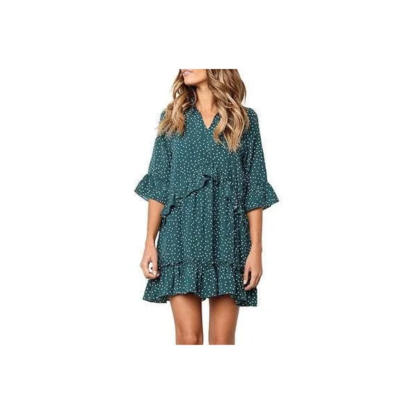 Robe Vintage À Pois Bleu Marine