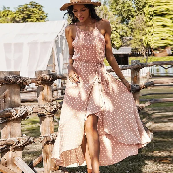 Robe À Bretelles À Pois
