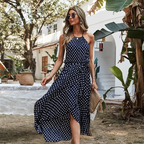 Robe À Bretelles À Pois