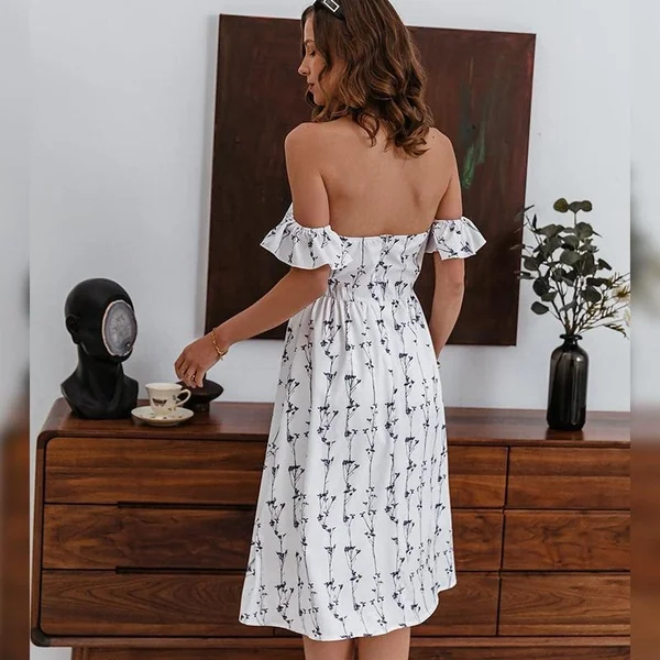 Robe À Imprimé Floral Blanc