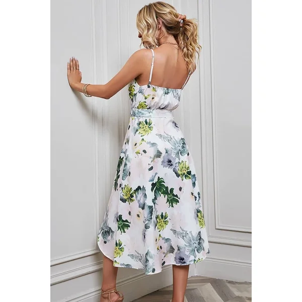 Robe à Motifs Champêtres Ourlet Asymétrique
