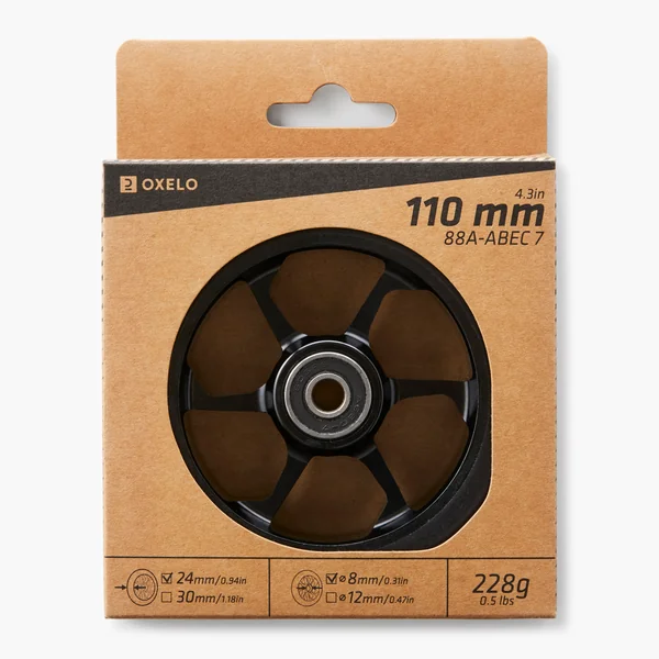 Roue alu 110mm pu fumé gris