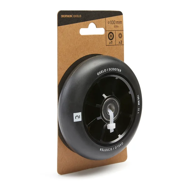 Roue freestyle 100mm avec jante noire en alu et gomme noir PU85A