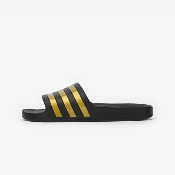 Sandale claquette ADILETTE AQUA noire or