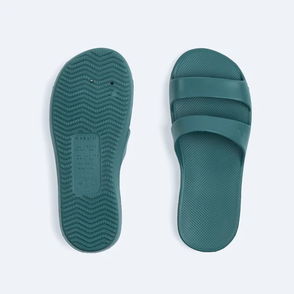 Sandale claquette piscine femme slap 100 basic kaki