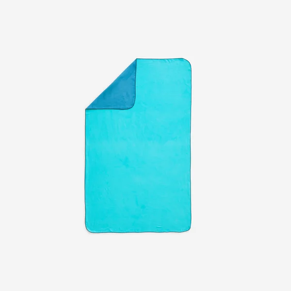 Serviette de bain microfibre double face bleu/vert taille l 80 x 130 cm