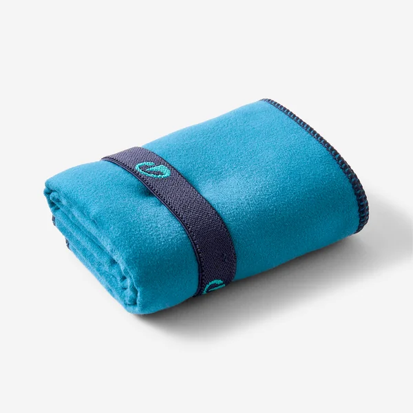 Serviette de bain microfibre double face bleu/vert taille s 39 x 55 cm