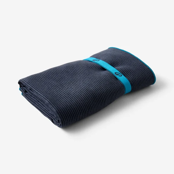 Serviette de bain microfibre à rayures bleu foncé taille L 80 x 130 cm