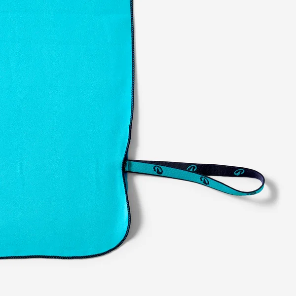 Serviette microfibre double face bleu/vert ultra compacte taille xl 110 x 175 cm
