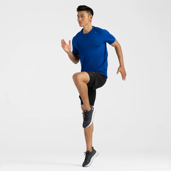 Short 2 en 1 de running Homme - KIPRUN Run 500 Confort Noir