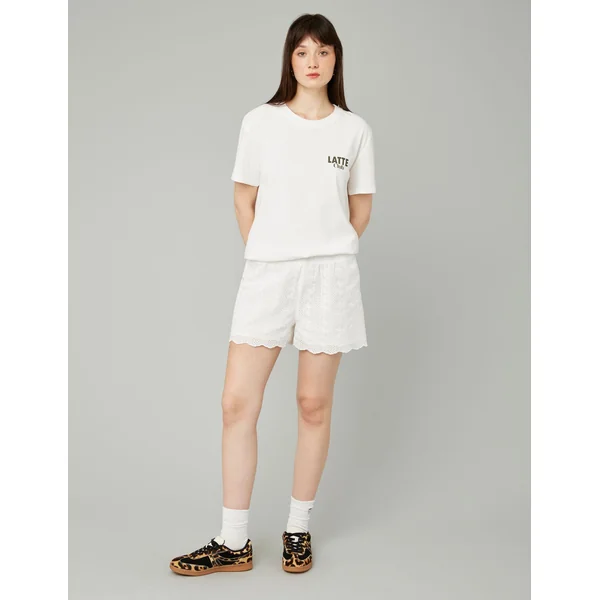 Short broderie anglaise Blanc écru