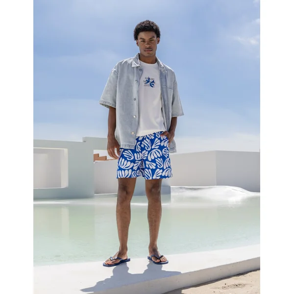 Short de bain imprimé ART COLLECTION Bleu foncé