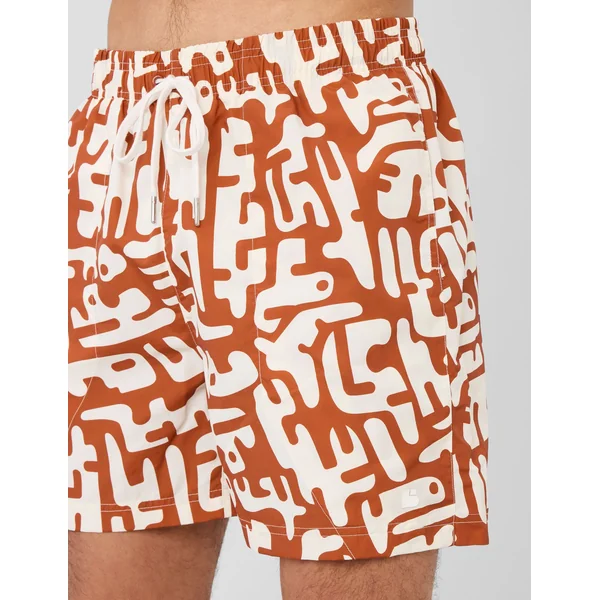 Short de bain imprimé Rouille