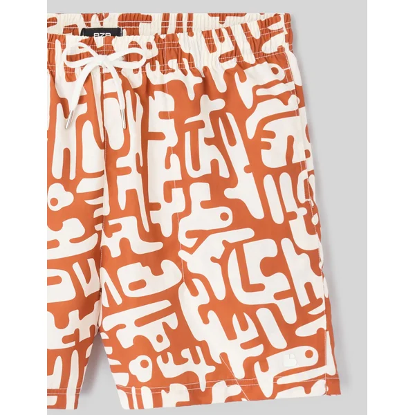 Short de bain imprimé Rouille