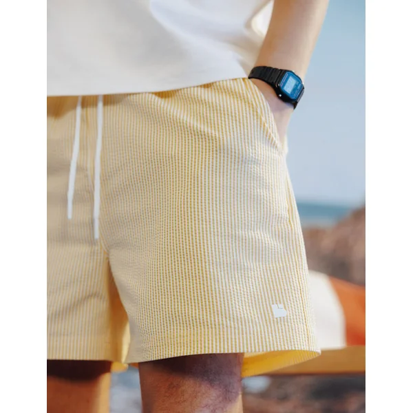 Short de bain seersucker Jaune foncé