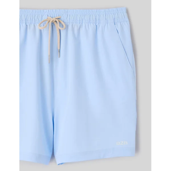 Short de bain uni Bleu clair