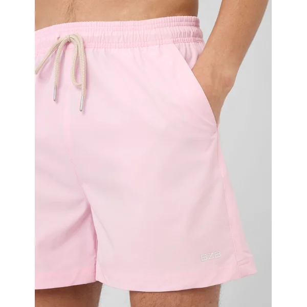 Short de bain uni Rose pâle