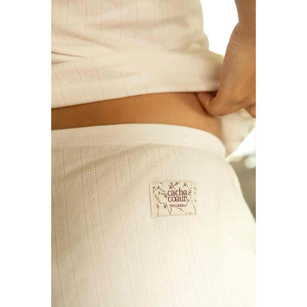 Short de grossesse taille basse - Cache Cœur Lingerie - Blanc en coton bio Cache Coeur