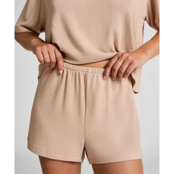 Short de pyjama en jersey brossé - Beige