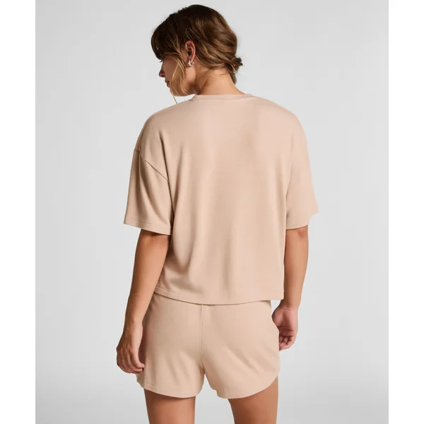 Short de pyjama en jersey brossé - Beige
