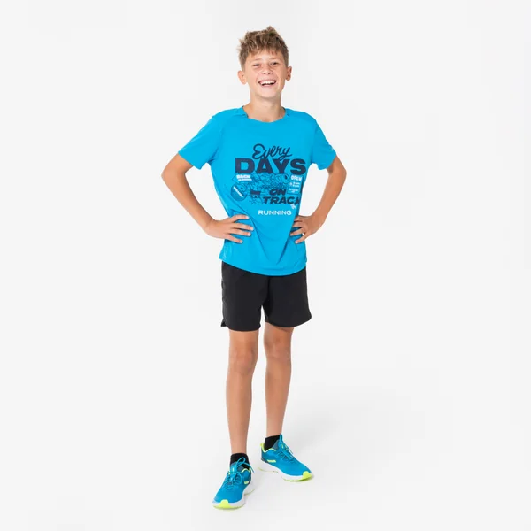 Short de Running respirant Enfant - KIPRUN dry+ 900 noir et gris