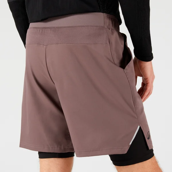 Short de tennis thermique cuissard 2 en 1 homme, marron noir