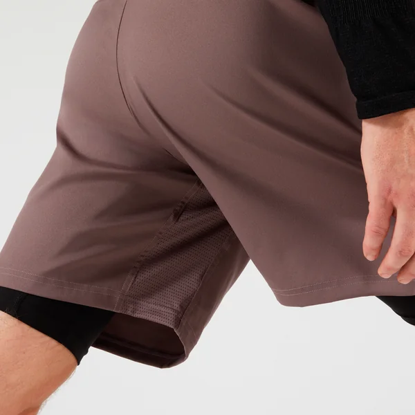 Short de tennis thermique cuissard 2 en 1 homme, marron noir