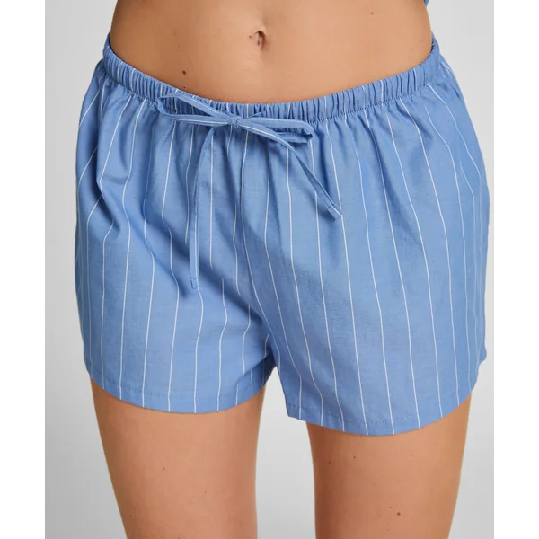 Short en coton rayé - Bleu