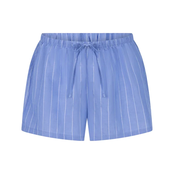 Short en coton rayé - Bleu