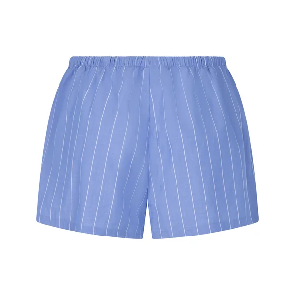 Short en coton rayé - Bleu