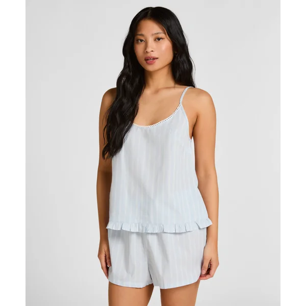 Short en coton rayé - Bleu