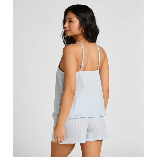 Short en coton rayé - Bleu